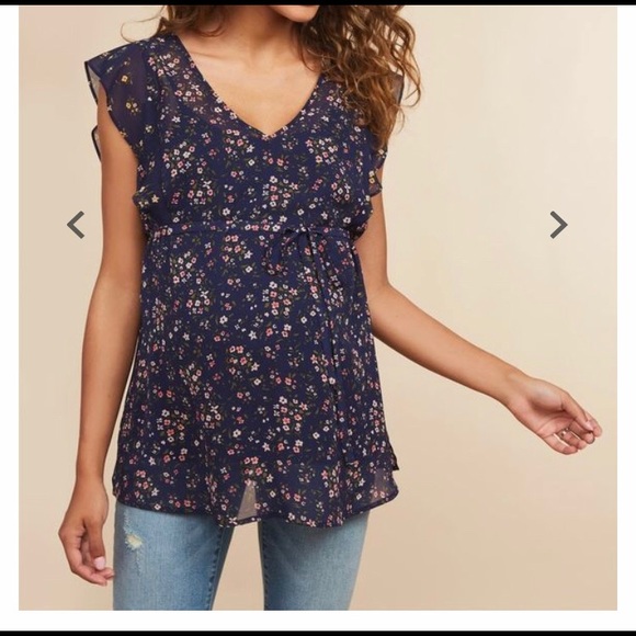 Motherhood Maternity Tops - Flutter Sleeve Maternity Top